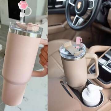 Pink Silicone Straw Covers for Stanley Cup - 6 Pack