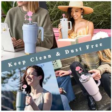 Pink Silicone Straw Covers for Stanley Cup - 6 Pack