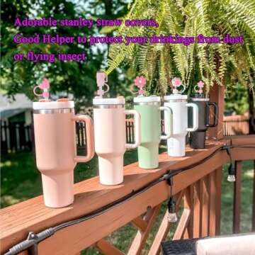 Pink Silicone Straw Covers for Stanley Cup - 6 Pack