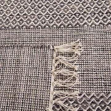 SAFAVIEH Montauk Collection Runner Rug - 2'3" x 10', Ivory & Anthracite, Handmade Flat Weave Boho Farmhouse Cotton Tassel Fringe, Ideal for High Traffic Areas in Living Room, Bedroom (MTK330N)