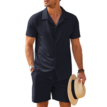 COOFANDY Mens Short Sets 2 Piece Outfits Summer Vacation Shirts Beach Wear Clothing