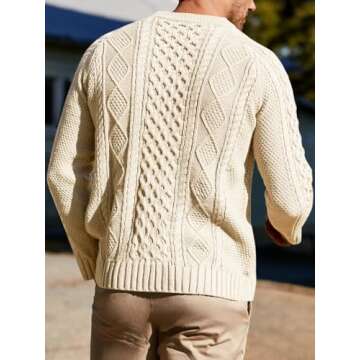 Men's Long Sleeve Cable Knit Pullover Sweater - Warm & Stylish