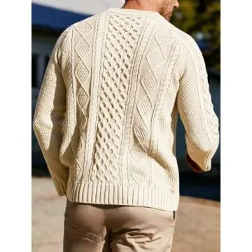 Men's Long Sleeve Cable Knit Pullover Sweater - Warm & Stylish