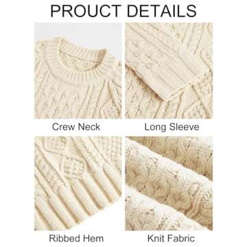 Men's Long Sleeve Cable Knit Pullover Sweater - Warm & Stylish