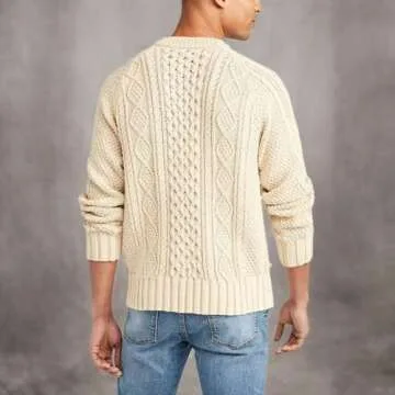 Men's Long Sleeve Cable Knit Pullover Sweater - Warm & Stylish