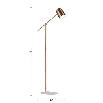Rivet Avery Marble and Brass Adjustable Floor Lamp 63"