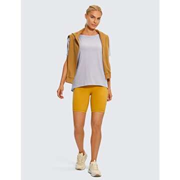 CRZ YOGA Women's Pima Cotton Short Sleeve Shirts Boat Neck Loose Fit Gym Workout T-Shirt Athletic Casual Tops Iced Iris Small