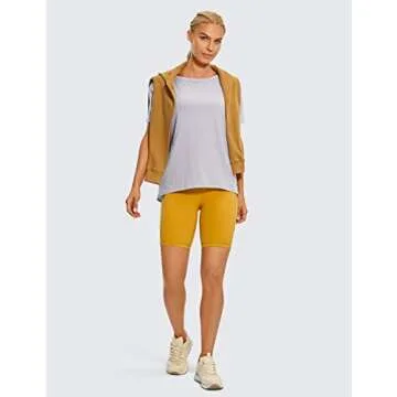 CRZ YOGA Women's Pima Cotton Short Sleeve Shirts Boat Neck Loose Fit Gym Workout T-Shirt Athletic Casual Tops Iced Iris Small