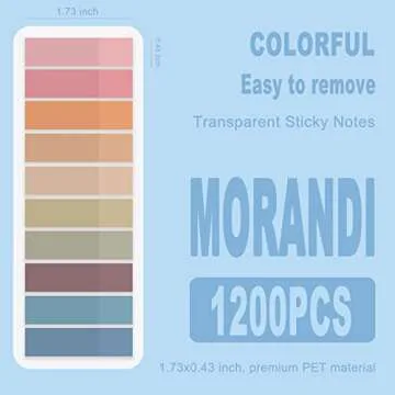 1300 Pcs Sticky Index Tabs Page Markers, Morandi Sticky Note Tabs Colored and Transparent Sticky Notes Page Tabs Book Marker for Binders, Books, Paper, Notes, Filer Folders