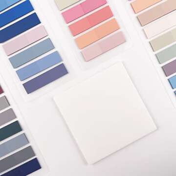 1300 Pcs Sticky Index Tabs Page Markers, Morandi Sticky Note Tabs Colored and Transparent Sticky Notes Page Tabs Book Marker for Binders, Books, Paper, Notes, Filer Folders