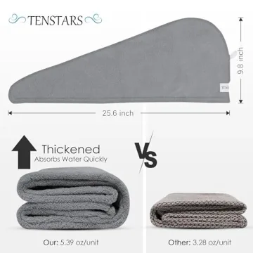 TENSTARS 5 Pack Hair Towel Wrap - Super Absorbent & Soft
