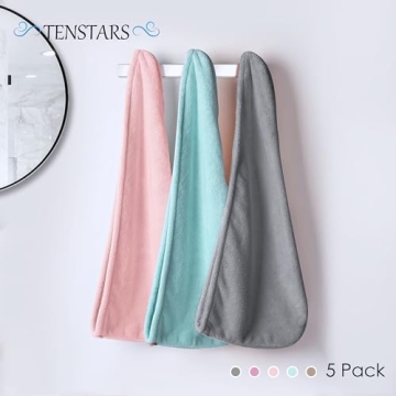 TENSTARS 5 Pack Hair Towel Wrap - Super Absorbent & Soft