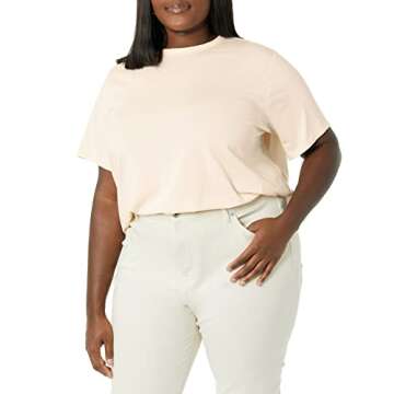 Amazon Essentials Women's Perfect Short-Sleeve T-Shirt (Available in Plus Size) (Previously Amazon Aware), Pale Pink, Medium