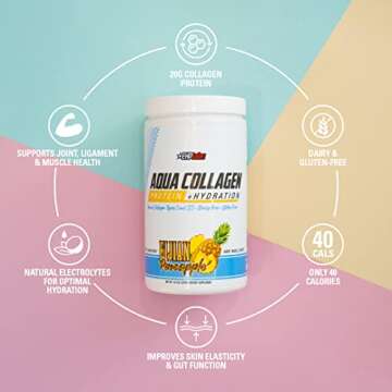 EHP Labs Aqua Hydrolyzed Collagen Peptides Powder - 10g of Protein per Serving, Hydration & Gut Health Support, Grass Fed Pasture-Raised Bovine Collagen, Type I & III, 24 Servings (Watermelon Wow)
