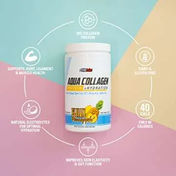 EHP Labs Aqua Hydrolyzed Collagen Peptides Powder - 10g of Protein per Serving, Hydration & Gut Health Support, Grass Fed Pasture-Raised Bovine Collagen, Type I & III, 24 Servings (Watermelon Wow)