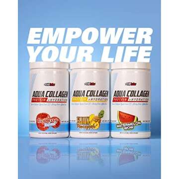 EHP Labs Aqua Hydrolyzed Collagen Peptides Powder - 10g of Protein per Serving, Hydration & Gut Health Support, Grass Fed Pasture-Raised Bovine Collagen, Type I & III, 24 Servings (Watermelon Wow)