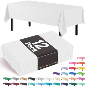 Premium 12-Pack Plastic Tablecloth 54" x 108"