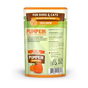 Weruva Pumpkin Patch Up! Pumpkin Puree Pet Food Supplement for Dogs & Cats, 1.05oz Pouch (Pack of 12)
