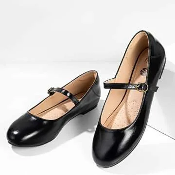 Rekayla Women's Mary Jane Shoes Comfortable Slip on Round Toe Ballet Flats Black Size 8
