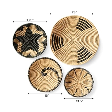 Oversized Natural Woven Seagrass Wall Baskets Set