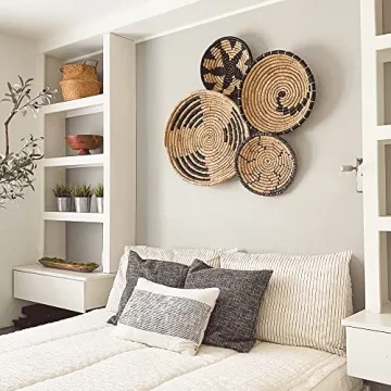 Oversized Natural Woven Seagrass Wall Baskets Set