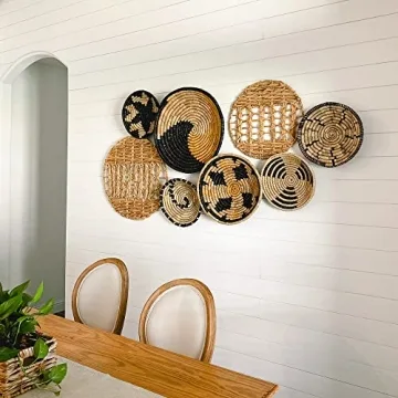 Oversized Natural Woven Seagrass Wall Baskets Set