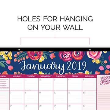 bloom daily planners 2019 Calendar Year Desk or Wall Calendar - 21" x 16" - January 2019 Through December 2019 - Vintage Floral