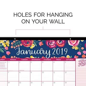 bloom daily planners 2019 Calendar Year Desk or Wall Calendar - 21" x 16" - January 2019 Through December 2019 - Vintage Floral