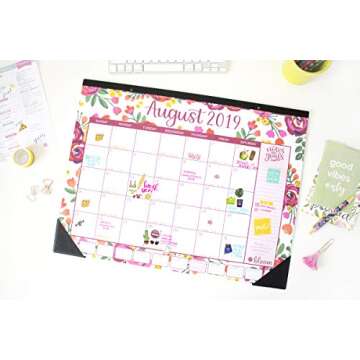 bloom daily planners 2019 Calendar Year Desk or Wall Calendar - 21" x 16" - January 2019 Through December 2019 - Vintage Floral
