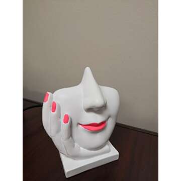JewelryNanny Artsy Face Eyeglass Holder Stand - Sculpted Nose for Eyeglasses or Sunglasses, Life is Good, White
