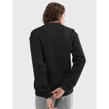 PUMIEY Sweatshirt for Women Crewneck Long Sleeve Hoodies Casual Loose Pullover Tops Fall Fashion, Jet Black Medium