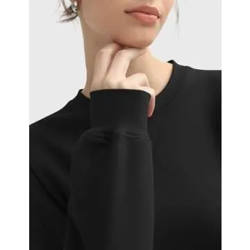 PUMIEY Sweatshirt for Women Crewneck Long Sleeve Hoodies Casual Loose Pullover Tops Fall Fashion, Jet Black Medium