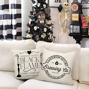 4TH Emotion Halloween Decor Pillow Covers 16x16 Set of 4 Halloween Decorations Hocus Pocus Farmhouse Saying Outdoor Fall Pillows Decorative Throw Cushion Case for Home Couch TH023-16