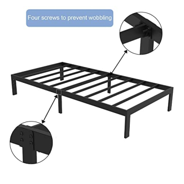 FIRSTHOMES Felix Twin Bed Frame/Twin Bed/Twin Size Metal Platform Bed Frame with Steel Slats/Twin Bed Frames/Easy Assembly/No Box Spring Needed/Without Headboard/ 12” Height/Black