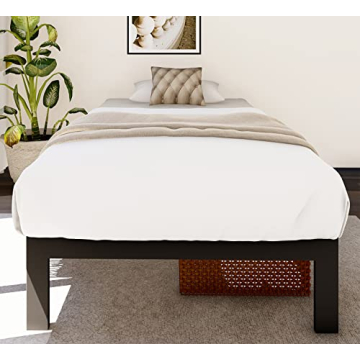 FIRSTHOMES Felix Twin Bed Frame/Twin Bed/Twin Size Metal Platform Bed Frame with Steel Slats/Twin Bed Frames/Easy Assembly/No Box Spring Needed/Without Headboard/ 12” Height/Black