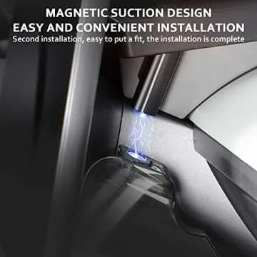 HEFUTE Center Console Organizer with Anti-Slip Liner Tray Magnetic Behind Screen Storage Tray Dashboard Organizer Tissue Holder Compatible with Tesla Model 3 Model Y Accessories(Black)