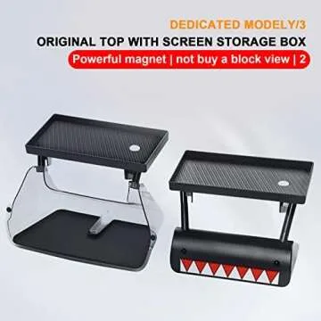 HEFUTE Center Console Organizer with Anti-Slip Liner Tray Magnetic Behind Screen Storage Tray Dashboard Organizer Tissue Holder Compatible with Tesla Model 3 Model Y Accessories(Black)