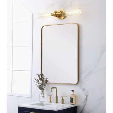SANTOSTOCK Brushed Gold Bathroom Vanity Light Fixture, 2-Light Modern Wall Sconce Lighting W/Clear G...