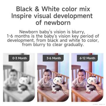 TUMAMA Black and White Baby Toys for 3 6 9 12 Months,Plush Hanging Rattles,Newborn Stroller Toys for...