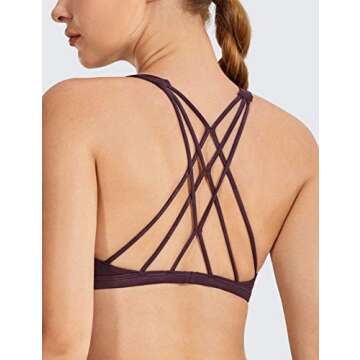 CRZ YOGA Womens Strappy Sports Bra - Criss Cross Back Padded Medium Support Wireless Gym Cami Workout Yoga Camouflage -Darkrusset Medium