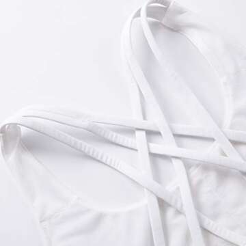 CRZ YOGA Women's Strappy Longline Sports Bras - Wirefree Padded Medium Impact Workout Crop Tank Top White Medium