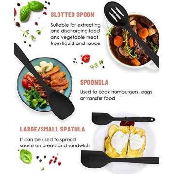 Pranski Kitchen Utensils Set-12 Pieces Silicone Cooking Utensils Set Dishwasher Safe 392°F Heat Resistant Spatula Set Nonstick Cookware