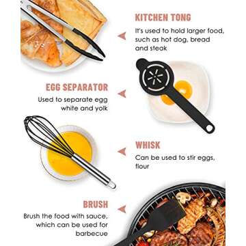 Pranski Kitchen Utensils Set-12 Pieces Silicone Cooking Utensils Set Dishwasher Safe 392°F Heat Resistant Spatula Set Nonstick Cookware