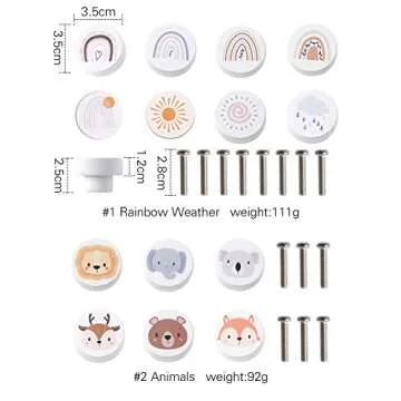 Wooden Animal Cabinet Knobs for Nursery Decor - 6 Pack