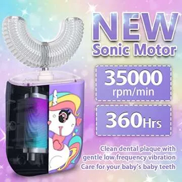 KRX Kids Toothbrush Electric, U Shaped Ultrasonic Automatic Toothbrush with 2 Brush Heads, Six Cleaning Modes, Cartoon Modeling Design for Kids, Special for Birthday Gift (Purple, Kids 2-7)