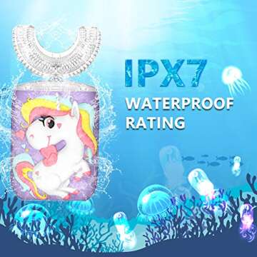 KRX Kids Toothbrush Electric, U Shaped Ultrasonic Automatic Toothbrush with 2 Brush Heads, Six Cleaning Modes, Cartoon Modeling Design for Kids, Special for Birthday Gift (Purple, Kids 2-7)