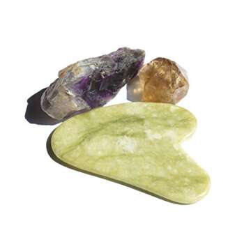 Guasha Scraping Massage Tool – Jade Gua Sha Board - Traditional Scraper Tool for Anti-Aging - Natural Stone Aventurine Guasha - for Silky Smooth and Beautiful Skin - by Sandine