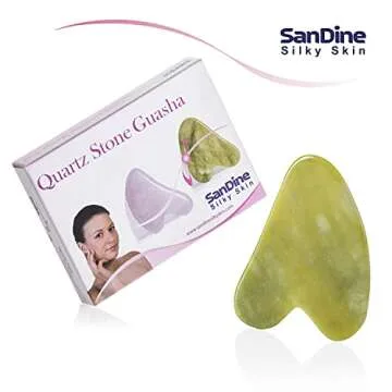 Guasha Scraping Massage Tool – Jade Gua Sha Board - Traditional Scraper Tool for Anti-Aging - Natural Stone Aventurine Guasha - for Silky Smooth and Beautiful Skin - by Sandine