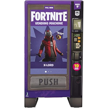 FORTNITE Vending Machine, Features 4 Inch X-Lord Action Figure, Includes 9 Weapons, 4 Back Bling, an...