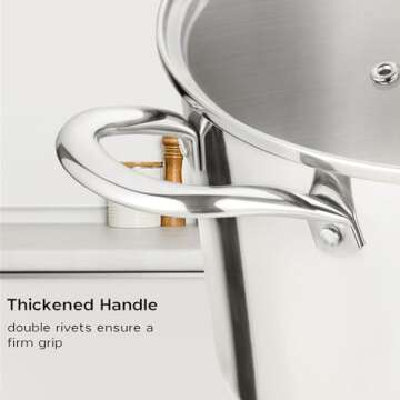 Onader 4 Quart Stock Pot with Lid 18/10 Stainless Steel Stockpot Tri-Ply Cooking Induction Pot